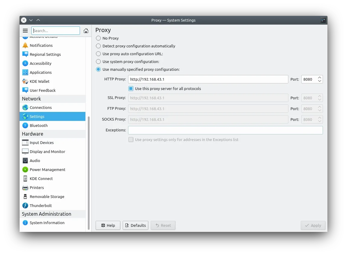 UI Settings Proxy Display