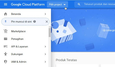 Select Project Google Cloud Console