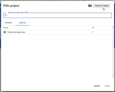 New Project Google Cloud Console