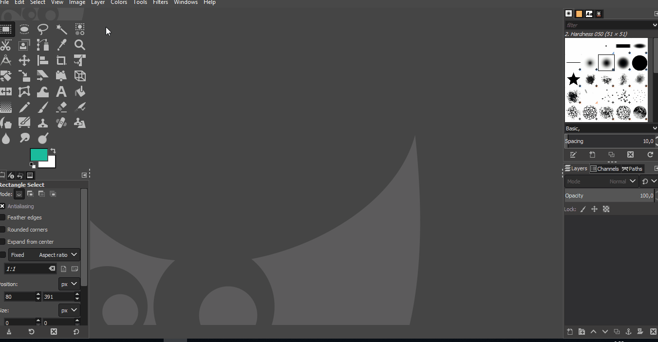 Create a new project in GIMP