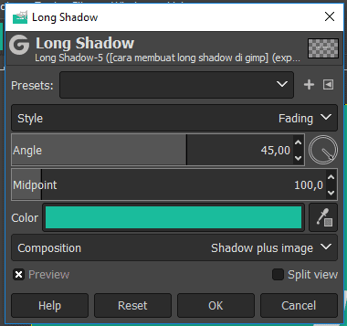 Fading long shadow style in GIMP