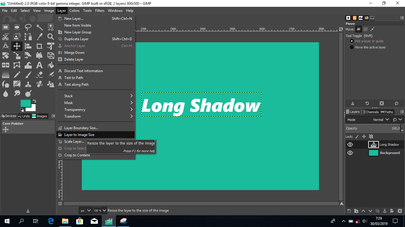 Change layer in GIMP