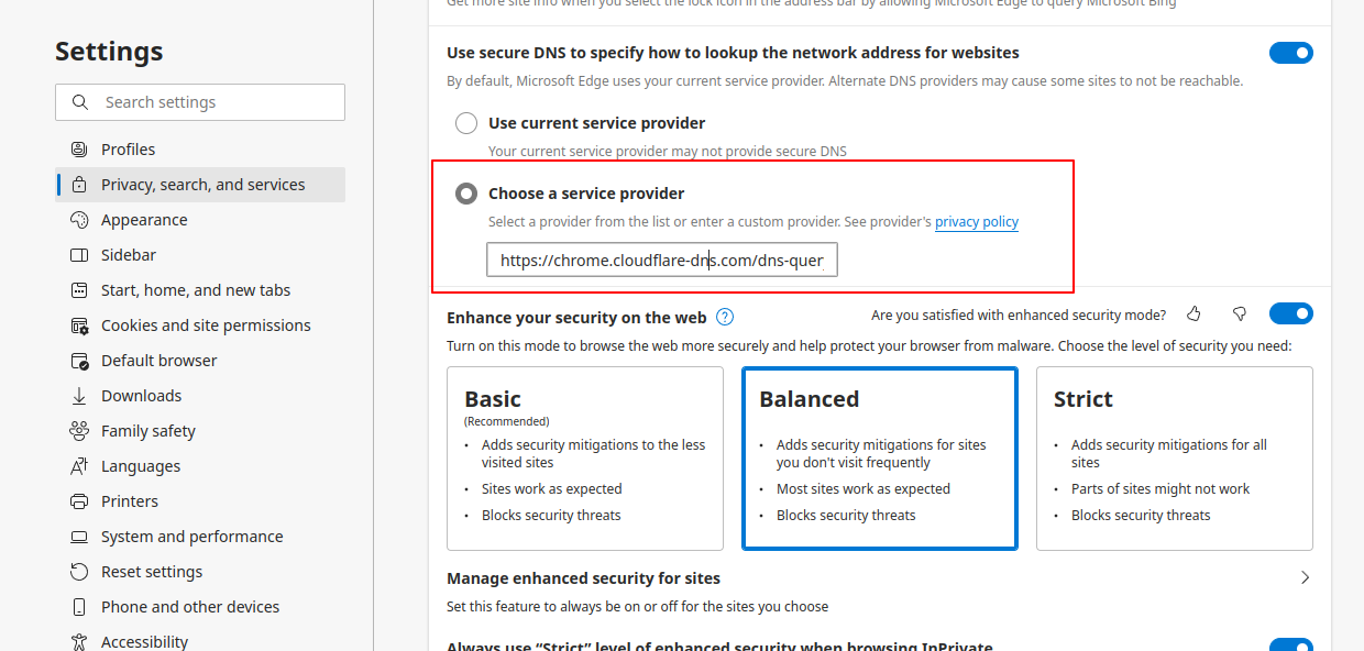 Edge Setting DNS